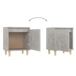 vidaXL Noptieră cu picioare din lemn masiv, gri beton, 40x30x50 cm vidaXL Noptieră cu picioare din lemn masiv, gri beton, 40x30x50 cm