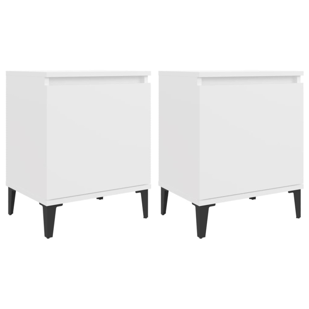 vidaXL Noptiere cu picioare metalice, alb, 40x30x50 cm
