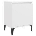 vidaXL Noptiere cu picioare metalice, alb, 40x30x50 cm