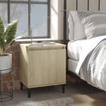 vidaXL Noptieră cu picioare metal, stejar sonoma, 40x30x50 cm vidaXL Noptieră cu picioare metal, stejar sonoma, 40x30x50 cm