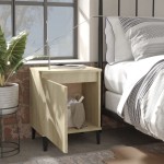 vidaXL Noptieră cu picioare metal, stejar sonoma, 40x30x50 cm vidaXL Noptieră cu picioare metal, stejar sonoma, 40x30x50 cm