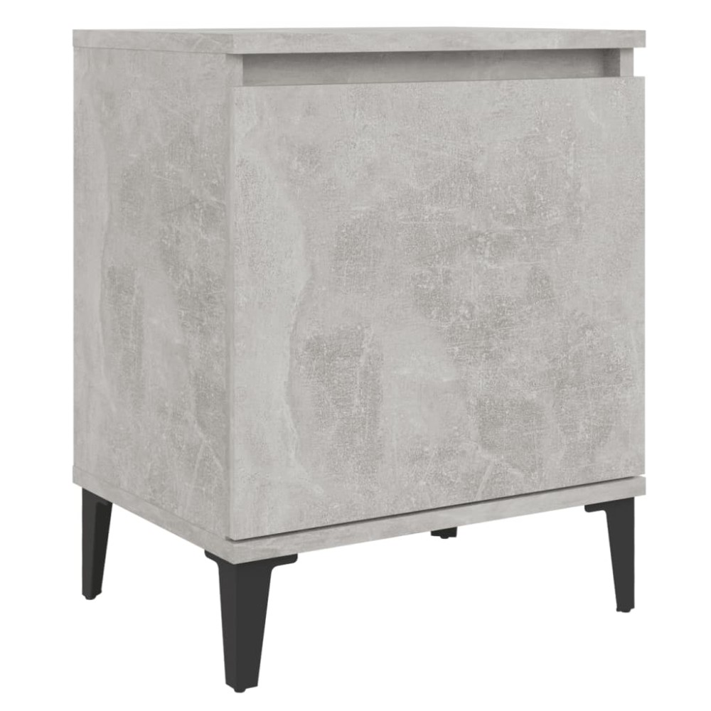 vidaXL Noptieră cu picioare metalice, gri beton, 40x30x50 cm