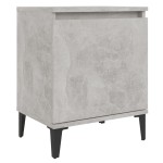 vidaXL Noptieră cu picioare metalice, gri beton, 40x30x50 cm