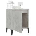 vidaXL Noptieră cu picioare metalice, gri beton, 40x30x50 cm