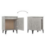 vidaXL Noptieră cu picioare metalice, gri beton, 40x30x50 cm