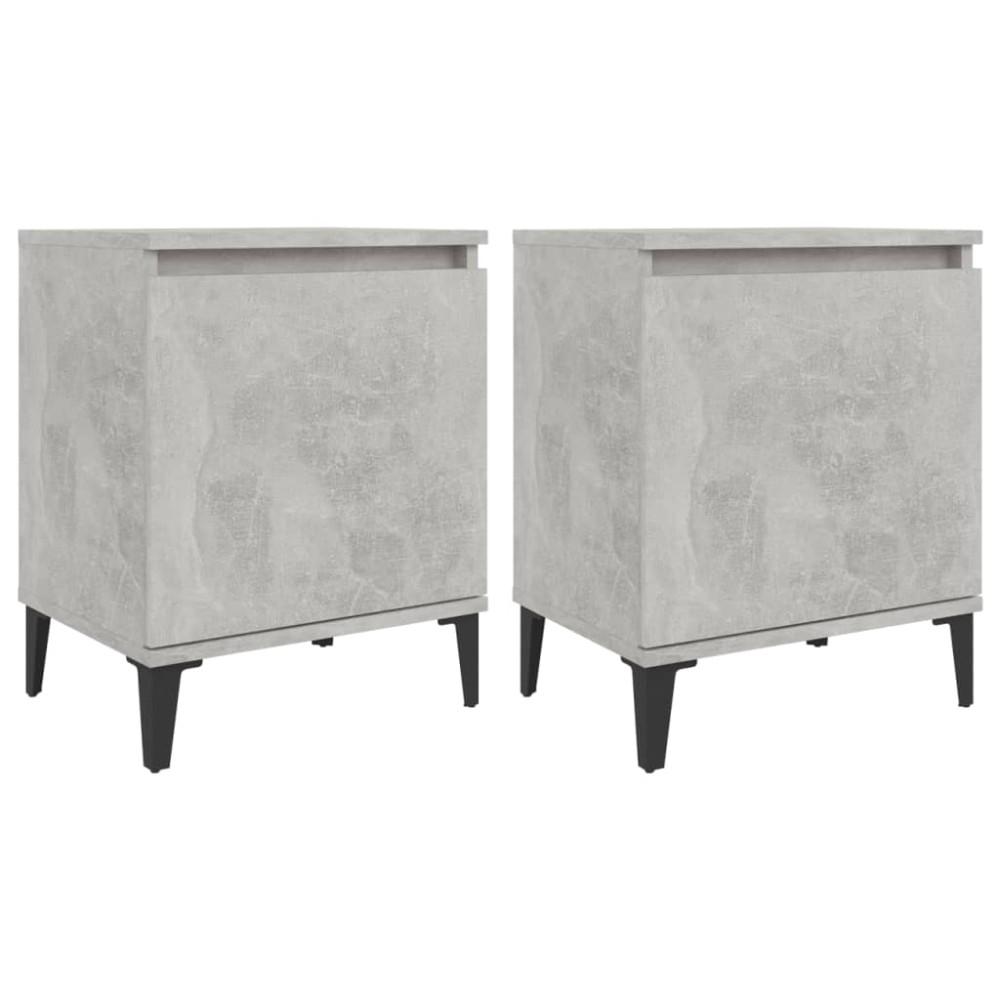 vidaXL Noptiere cu picioare metalice, gri beton, 40x30x50 cm