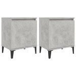 vidaXL Noptiere cu picioare metalice, gri beton, 40x30x50 cm