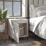 vidaXL Noptiere cu picioare metalice, gri beton, 40x30x50 cm