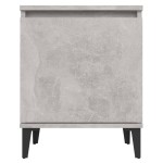 vidaXL Noptiere cu picioare metalice, gri beton, 40x30x50 cm