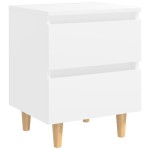 vidaXL Noptiere cu picioare lemn masiv pin, 2 buc., alb, 40x35x50 cm