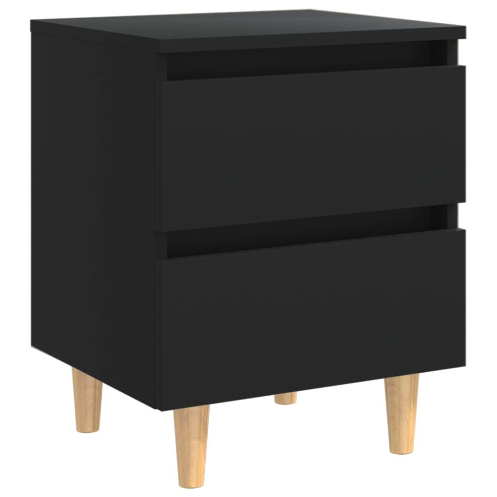 vidaXL Noptieră cu picioare lemn masiv pin, negru, 40x35x50 cm
