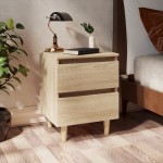 vidaXL Noptieră cu picioare lemn masiv pin, stejar sonoma, 40x35x50 cm vidaXL Noptieră cu picioare lemn masiv pin, stejar sonoma, 40x35x50 cm
