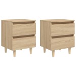 vidaXL Noptiere picioare lemn masiv pin 2 buc stejar sonoma 40x35x50cm vidaXL Noptiere picioare lemn masiv pin 2 buc stejar sonoma 40x35x50cm