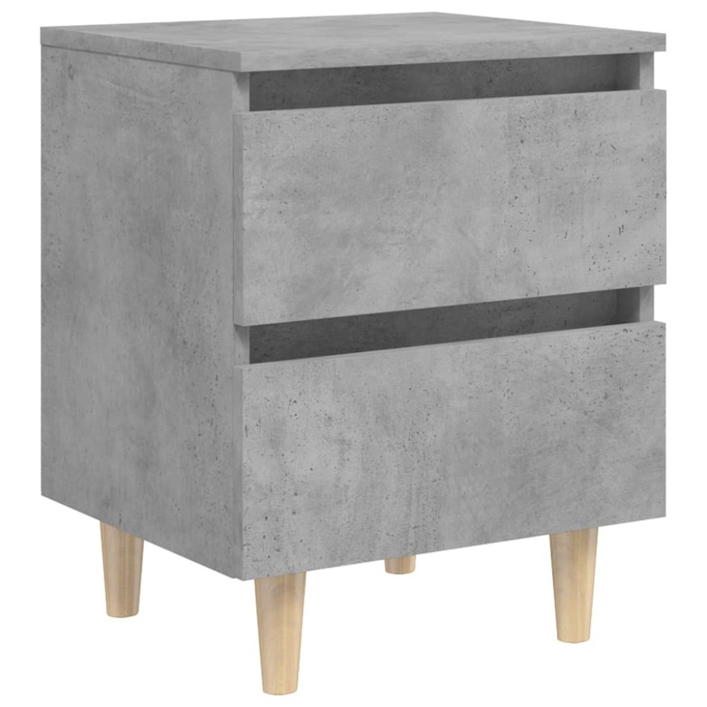 vidaXL Noptieră cu picioare din lemn masiv pin, gri beton, 40x35x50 cm