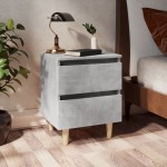 vidaXL Noptieră cu picioare din lemn masiv pin, gri beton, 40x35x50 cm vidaXL Noptieră cu picioare din lemn masiv pin, gri beton, 40x35x50 cm