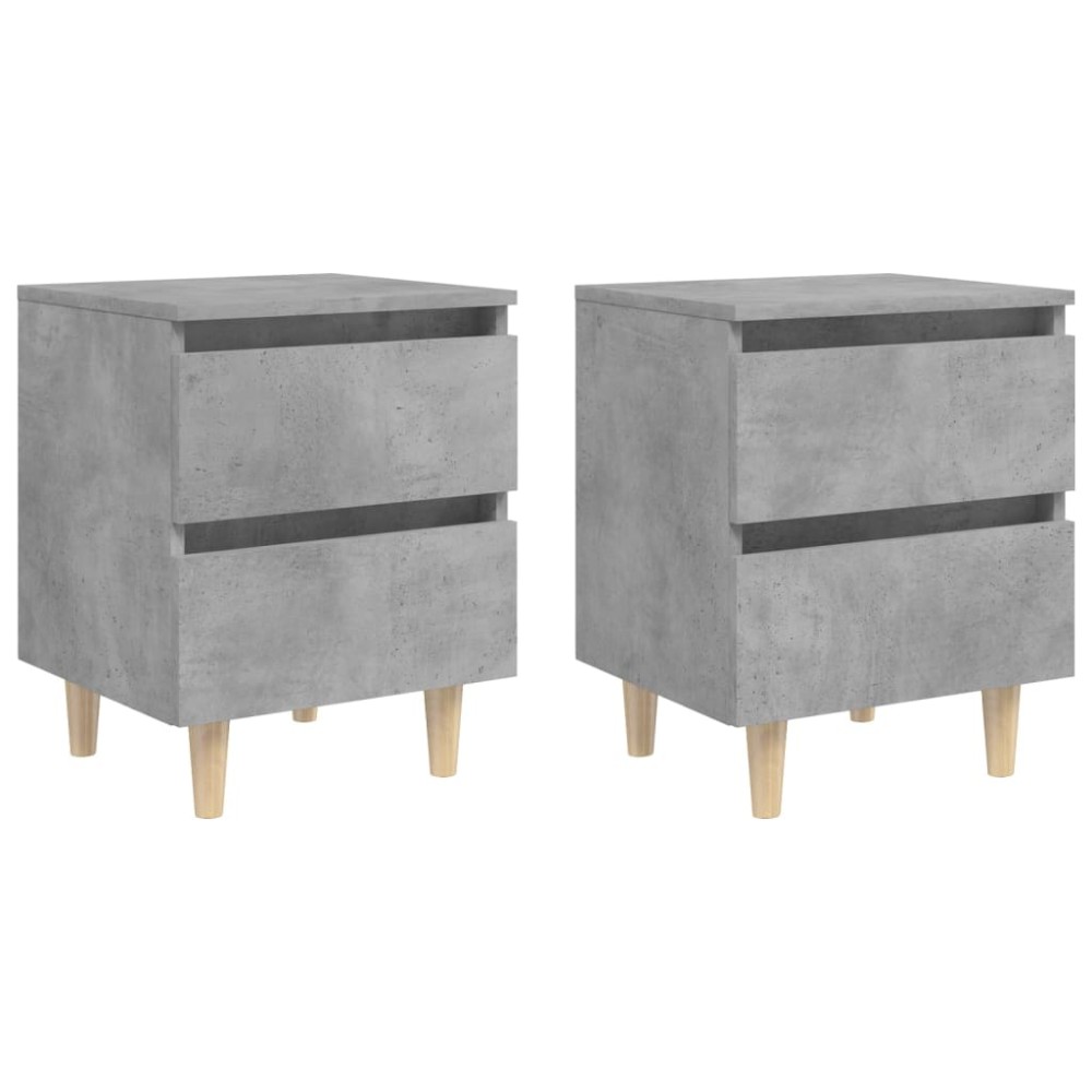 vidaXL Noptiere cu picioare lemn masiv pin 2 buc. gri beton 40x35x50cm
