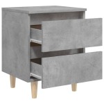 vidaXL Noptiere cu picioare lemn masiv pin 2 buc. gri beton 40x35x50cm