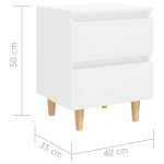 vidaXL Noptieră & picioare lemn masiv pin alb extralucios 40x35x50 cm vidaXL Noptieră & picioare lemn masiv pin alb extralucios 40x35x50 cm