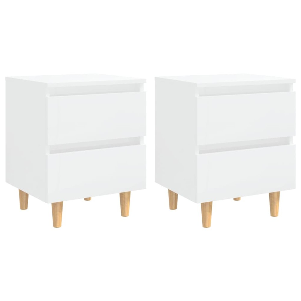 vidaXL Noptiere & picioare lemn pin 2 buc. alb extralucios 40x35x50 cm