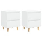 vidaXL Noptiere & picioare lemn pin 2 buc. alb extralucios 40x35x50 cm