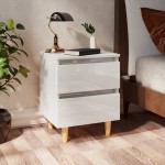 vidaXL Noptiere & picioare lemn pin 2 buc. alb extralucios 40x35x50 cm