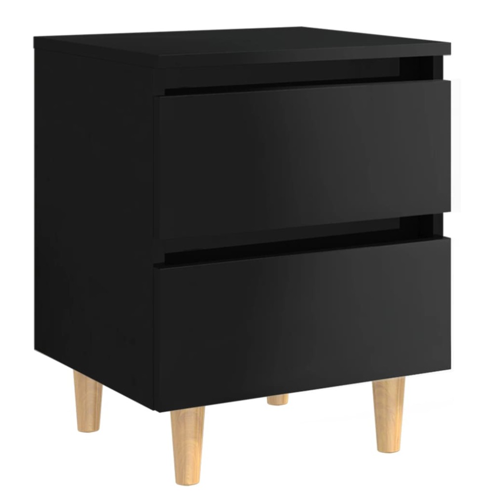 vidaXL Noptieră & picioare lemn masiv pin negru extralucios 40x35x50cm
