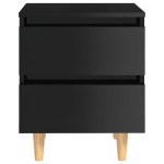 vidaXL Noptieră & picioare lemn masiv pin negru extralucios 40x35x50cm