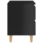 vidaXL Noptieră & picioare lemn masiv pin negru extralucios 40x35x50cm