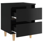 vidaXL Noptieră & picioare lemn masiv pin negru extralucios 40x35x50cm