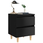 vidaXL Noptieră & picioare lemn masiv pin negru extralucios 40x35x50cm