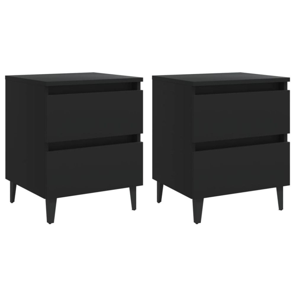 vidaXL Noptiere, 2 buc., negru, 40x35x50 cm, PAL