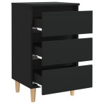 vidaXL Noptieră cu picioare lemn masiv, negru, 40x35x69 cm