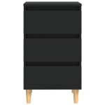 vidaXL Noptieră cu picioare lemn masiv, negru, 40x35x69 cm