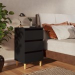 vidaXL Noptiere cu picioare lemn masiv, 2 buc., negru, 40x35x69 cm vidaXL Noptiere cu picioare lemn masiv, 2 buc., negru, 40x35x69 cm