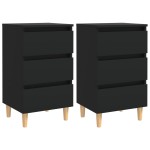 vidaXL Noptiere cu picioare lemn masiv, 2 buc., negru, 40x35x69 cm vidaXL Noptiere cu picioare lemn masiv, 2 buc., negru, 40x35x69 cm