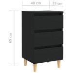 vidaXL Noptiere cu picioare lemn masiv, 2 buc., negru, 40x35x69 cm vidaXL Noptiere cu picioare lemn masiv, 2 buc., negru, 40x35x69 cm
