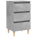 vidaXL Noptieră cu picioare lemn masiv, gri beton, 40x35x69 cm