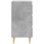 vidaXL Noptieră cu picioare lemn masiv, gri beton, 40x35x69 cm
