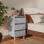 vidaXL Noptiere cu picioare lemn masiv, 2 buc., gri beton, 40x35x69 cm vidaXL Noptiere cu picioare lemn masiv, 2 buc., gri beton, 40x35x69 cm
