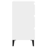 vidaXL Noptieră cu picioare metalice, alb, 40x35x69cm