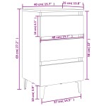 vidaXL Noptieră cu picioare metalice, alb, 40x35x69cm