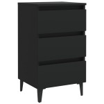 vidaXL Noptieră cu picioare metalice, negru, 40x35x69 cm