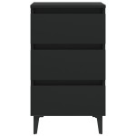 vidaXL Noptieră cu picioare metalice, negru, 40x35x69 cm