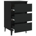vidaXL Noptieră cu picioare metalice, negru, 40x35x69 cm