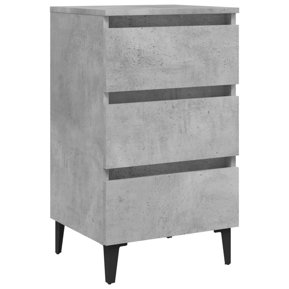 vidaXL Noptieră cu picioare metalice, gri beton, 40x35x69 cm