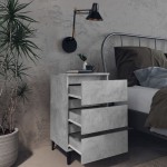 vidaXL Noptiere cu picioare metalice, 2 buc. gri beton, 40x35x69 cm