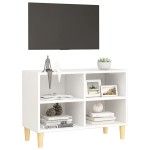 vidaXL Comodă TV, picioare lemn masiv, alb, 69,5x30x50 cm vidaXL Comodă TV, picioare lemn masiv, alb, 69,5x30x50 cm