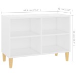 vidaXL Comodă TV, picioare lemn masiv, alb, 69,5x30x50 cm vidaXL Comodă TV, picioare lemn masiv, alb, 69,5x30x50 cm