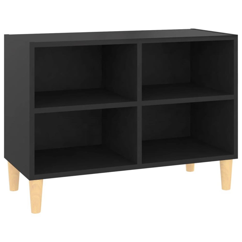 vidaXL Comodă TV, picioare lemn masiv, negru, 69,5x30x50 cm