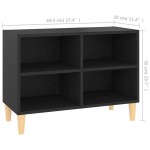 vidaXL Comodă TV, picioare lemn masiv, negru, 69,5x30x50 cm vidaXL Comodă TV, picioare lemn masiv, negru, 69,5x30x50 cm